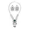 N-7452 Bohemian Vintage silver color Black green red Rhinestone tassel necklace hoop earring set female gypsy party Jewelry set