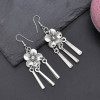 E-6532 Alloy Tassel Women Flowers Type Earrings Silver Bohemian Ethnic Drop Dangle Earrings Gypsy Indian Jhumka