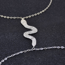 N-7885 Women Girl Sexy Snake Body Chain Silver Plated Chest Chain Summer Beach Body Jewelry for Vacation Holiday Nightclub