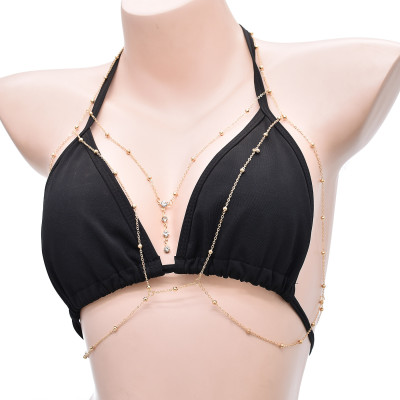 N-7099 Women Silver Gold Alloy Rhinestone Bra Chest Body Chains Sexy Bikini Jewelry for Women Party