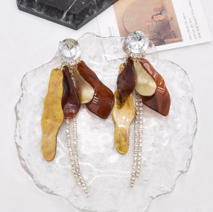 E-6534 Bohemian Exaggerated Crystal Tassel Pendant Earrings Women's Girls Wedding Fashion Party Accessories Gift