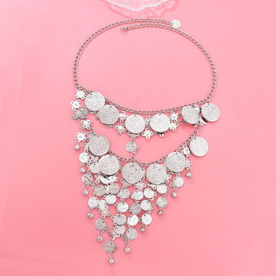 F-1039 Luxury Gold Multilayers Coin Tassel Head Chains Mask Veil Face Chains for Women Lady Dance Night Club Party Jewelry