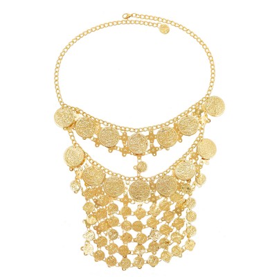 F-1040 Fashion Exaggerated Metal Coins Tassel Face Chain Hair Accessories Party Jewelry Accessories