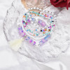 B-1235-A/B/C/D/E/F/G Boho Beaded Strand Bracelets For Women Girls Multilayer Stackable Crystal Stretch Tassel Bracelets