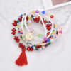 B-1235-A/B/C/D/E/F/G Boho Beaded Strand Bracelets For Women Girls Multilayer Stackable Crystal Stretch Tassel Bracelets