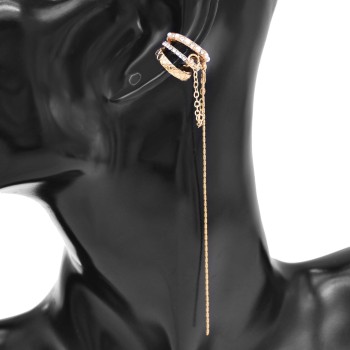 E-6538 1Pcs Long Bone Chain Tassel Type C Ear Clip Earrings for Girls