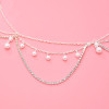 F-1043 Fashion Silver Alloy White Pearl Crystal hair accessories long tassel Bohemian style For Women Gifts