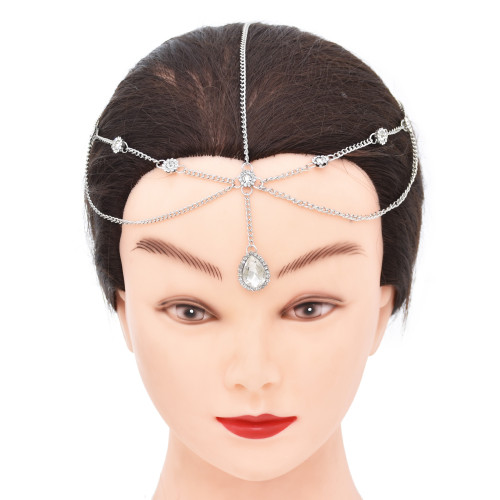 F-1041 Rhinestone Bridal Flower Forehead Headband Head Chain for Women Girls Bridesmaid Wedding Dance Party Hair Accessories