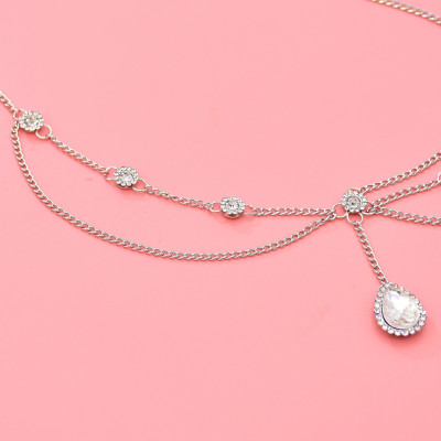 F-1041 Rhinestone Bridal Flower Forehead Headband Head Chain for Women Girls Bridesmaid Wedding Dance Party Hair Accessories