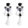 E-6536 Retro Water Drop Woman Image Black Rose Crystal Flower Black Rhine Stone Clear Stone Water Drop Pendant Dangle Earrings