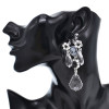 E-6536 Retro Water Drop Woman Image Black Rose Crystal Flower Black Rhine Stone Clear Stone Water Drop Pendant Dangle Earrings