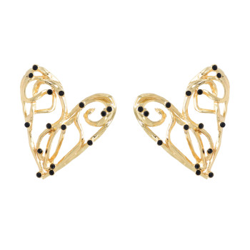 E-6541 Gold Heart Hollow Stud Earring Metal Drop Dangle Earring for Woman Girl Party Birthday Gift
