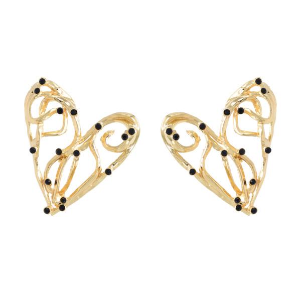 E-6541 Gold Heart Hollow Stud Earring Metal Drop Dangle Earring for Woman Girl Party Birthday Gift