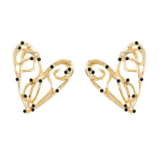 E-6541 Gold Heart Hollow Stud Earring Metal Drop Dangle Earring for Woman Girl Party Birthday Gift
