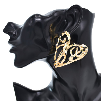 E-6541 Gold Heart Hollow Stud Earring Metal Drop Dangle Earring for Woman Girl Party Birthday Gift