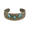 B-1239-G/S Sun Turquoise Beads Bracelet For Women Girls Exquisite Carved Pattern Open Bangle Cuff Birthday Gift