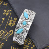 B-1239-G/S Sun Turquoise Beads Bracelet For Women Girls Exquisite Carved Pattern Open Bangle Cuff Birthday Gift