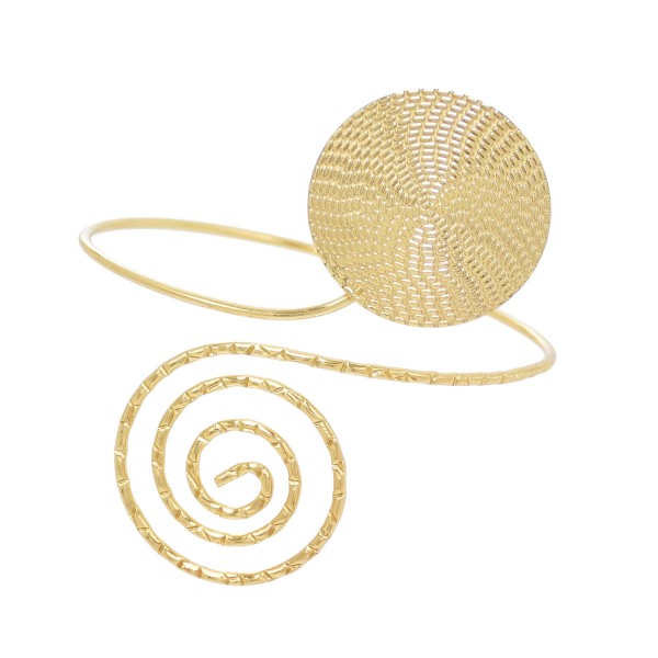 B-1237 Gold Round Geometric Metal Ring Arm Bracelet