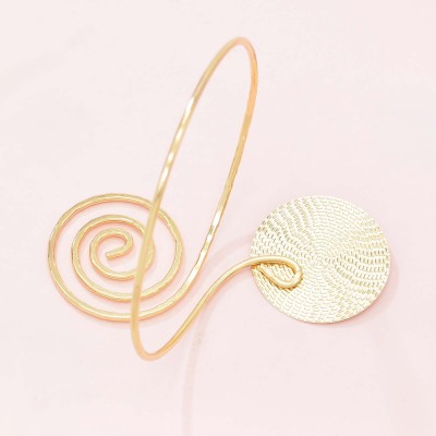 B-1237 Gold Round Geometric Metal Ring Arm Bracelet