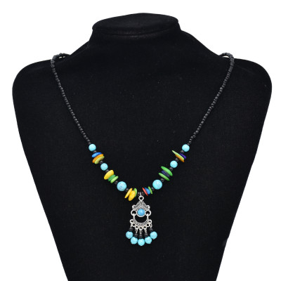 F-1045 Ethnic wind colored bead rope chain Bead Pendant Hair Jewelry For Women Ethnic Statement Gypsy Tassels Headband Hairwear
