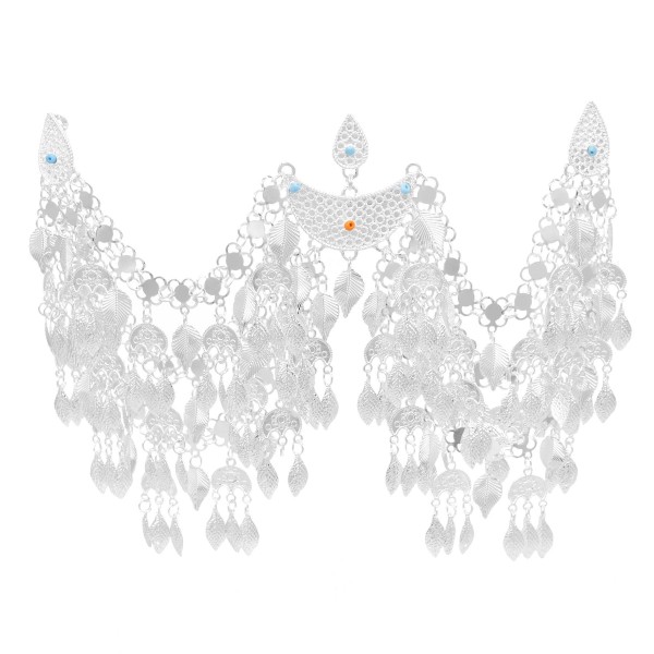 N-7993 2-Layer 3-Layer Silver Plated Leaf Tassel Ethnic Hair Accessories Belly Chains Pendants