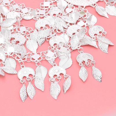 N-7993 2-Layer 3-Layer Silver Plated Leaf Tassel Ethnic Hair Accessories Belly Chains Pendants