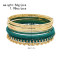 B-1242 Boho Gold Chain Green Alloy Bracelets Carved Bangle Layered Arm Cuff for Women Girls Party Jewelry Gift