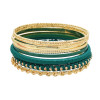 B-1242 Boho Gold Chain Green Alloy Bracelets Carved Bangle Layered Arm Cuff for Women Girls Party Jewelry Gift