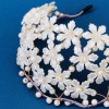 F-1049 White Flower Handwoven Hair Net Bridal Wedding Hair Accessories
