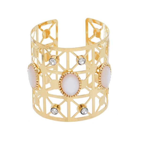 B-1222 Gold Hollow Turquoise Rhinestone Bracelet Arm Cuff For Women Girls Party Jewelry Gift