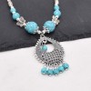 F-1048   Blue Turquoise Beads Tassel Forehead Headpiece Hair Jewelry