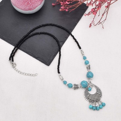 F-1048   Blue Turquoise Beads Tassel Forehead Headpiece Hair Jewelry