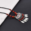 F-1047 Bohemian Traditional turquoise Beads Lady Tassel Forehead Headwear Statement Vintage Lady Hair Jewelry Gift