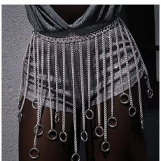 N-7995 Simple silver waist chain long chain tassel ring decoration Women Body Chain