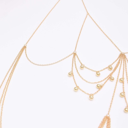 N-7998 Gold Multi-layer Chest Chain Body Chain Bell Tassel Body Jewelry