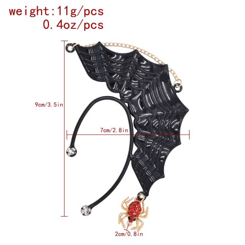 E-6551   1 PC Bat Punk Women Ear Cuff Black Charms Spider Pendant Rhinestones Clips Earrings