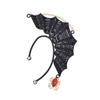 E-6551   1 PC Bat Punk Women Ear Cuff Black Charms Spider Pendant Rhinestones Clips Earrings