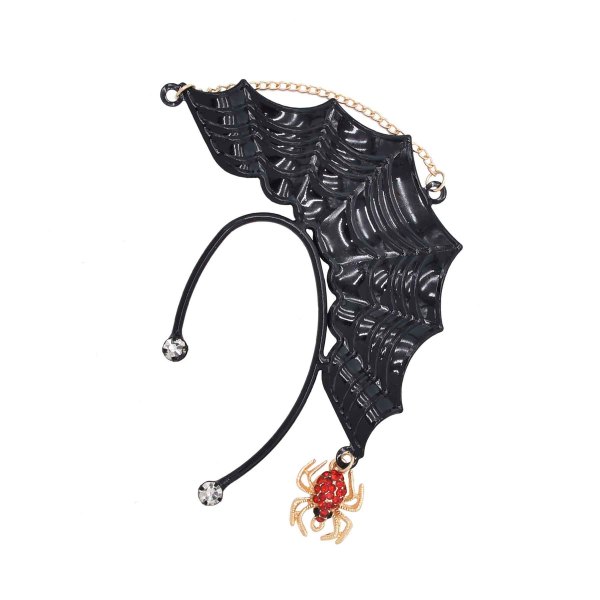 E-6551   1 PC Bat Punk Women Ear Cuff Black Charms Spider Pendant Rhinestones Clips Earrings