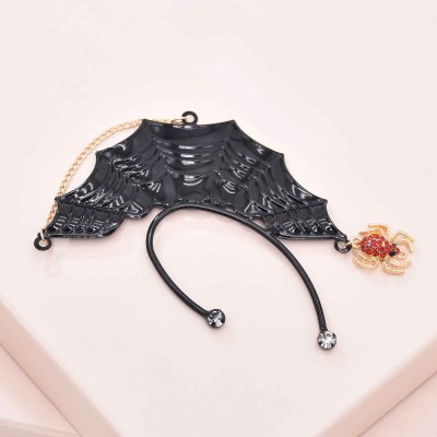E-6551   1 PC Bat Punk Women Ear Cuff Black Charms Spider Pendant Rhinestones Clips Earrings