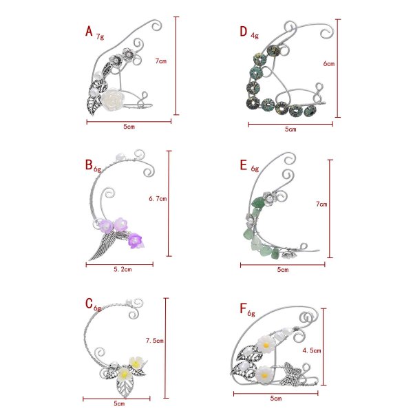 E-6548 1 PC Flower Women Ear Cuff Weddings Bride Alloy Leaves Elegant Clips Earrings