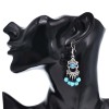 E-6553 Bohemian Moon Shape Turquoise Beads Tassel Drop Earrings for Women