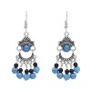 E-6553 Bohemian Moon Shape Turquoise Beads Tassel Drop Earrings for Women
