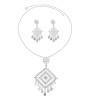 N-7847 Gold Bohemian Rhinestone Flower Leaf Tassel Necklace Ethnic Stud Earring Set for Women Girls Birthday Gift Vacation Jewelry