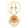 N-8004 Golden Thai Ethnic Red Rhinestone Crystal Flower Necklace Earring Set