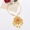 N-8004 Golden Thai Ethnic Red Rhinestone Crystal Flower Necklace Earring Set