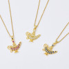 N-8000 Fashion Gold Alloy Red Clear Blue Crystal Lamp Type Necklace Simple Drop Necklace