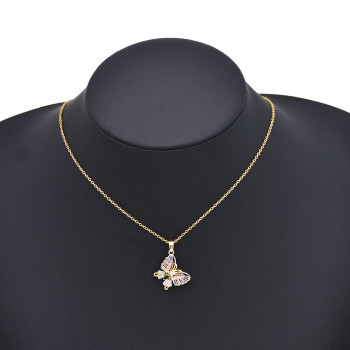 N-8001 Fashion Butterfly Charm Pendant Water Diamond Women's Necklace Minimalist Korean Collar Necklace Women's Pendant Gift