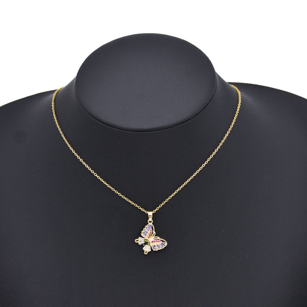 N-8001 Fashion Butterfly Charm Pendant Water Diamond Women's Necklace Minimalist Korean Collar Necklace Women's Pendant Gift