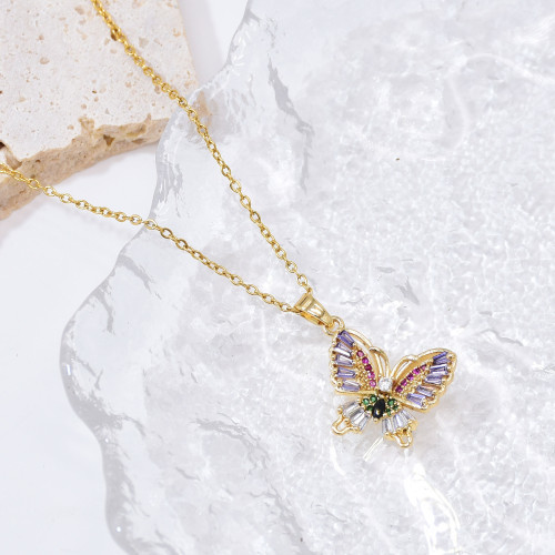 N-8001 Fashion Butterfly Charm Pendant Water Diamond Women's Necklace Minimalist Korean Collar Necklace Women's Pendant Gift