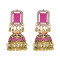 E-6555-BL/PI/WH Vintage Indian Jhumka Earrings Bells Tassel Dangle for Women Girl Vacation Party Jewelry Gift